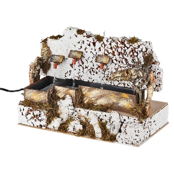 Functioning fountain with three jets, dimensions 33x18x24 cm (h)