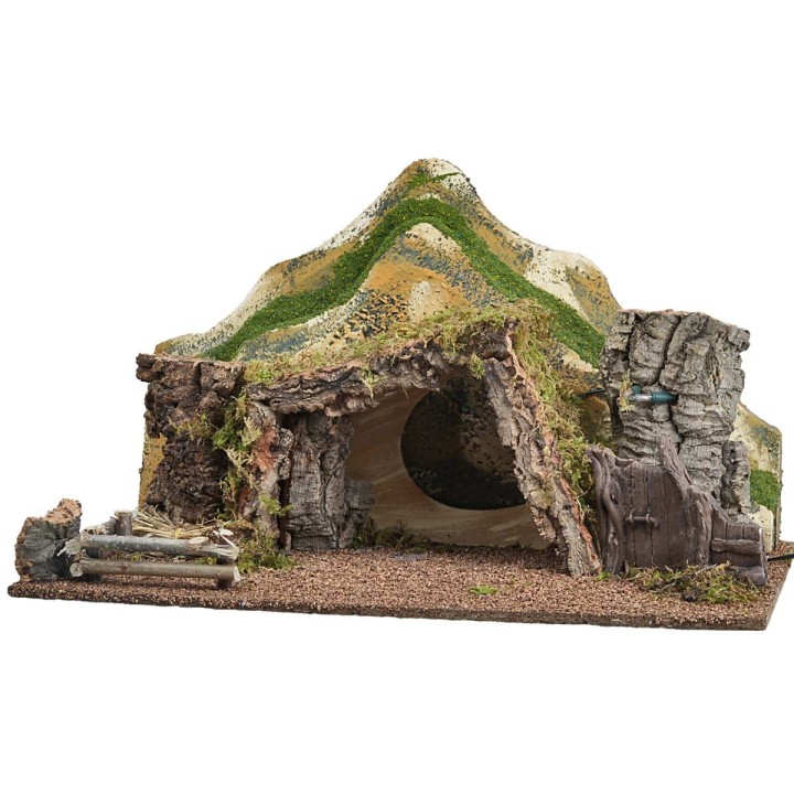 Illuminated hut with mountains cm 57x34x33 h