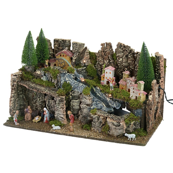 copy of Presepe illuminato con cascata funzionante cm 60x35x33h