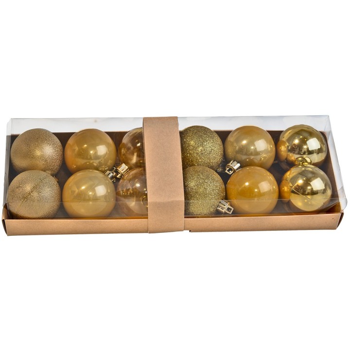 Set of 12 gold balls ø 6 cm for Christmas tree