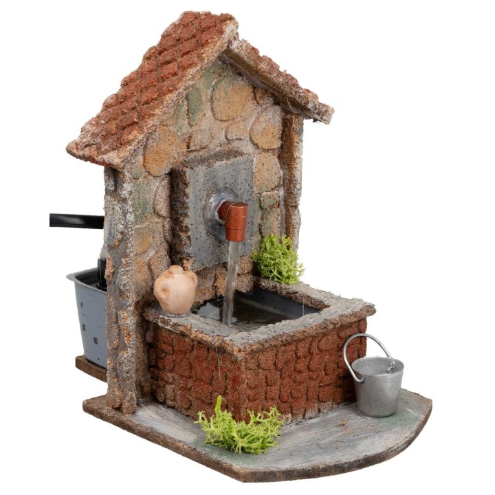 Fontana funzionante stile rustico con tetto spiovente cm