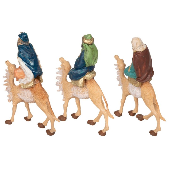 Set tres Reyes Magos en camello serie 10 cm