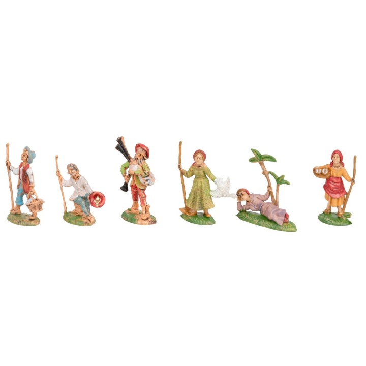 Set 6 statuine da 6 cm per presepe