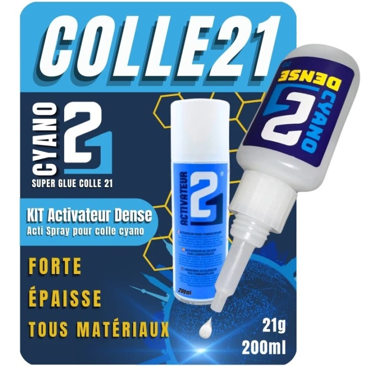 Dense cyanoacrylate glue kit Colle21 gr 21+ spray activator