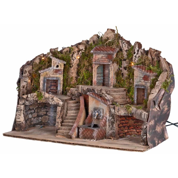 Presepe illuminato con fontana 50x25x35 cm