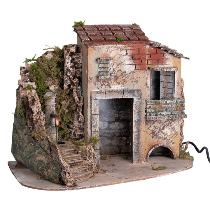 Rustic house with working column Nasone fountain 37x25x28h