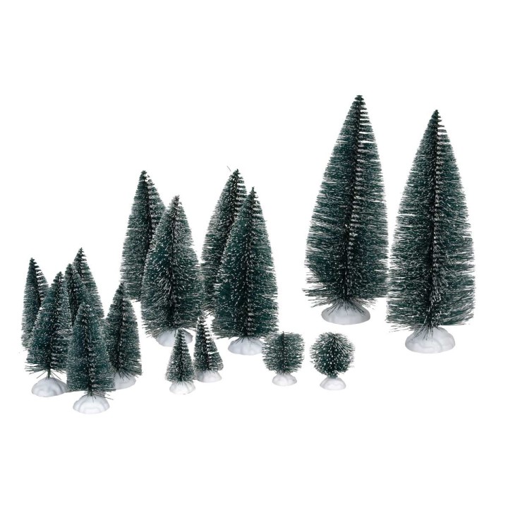 Conjunto de 16 pinos nevados de 4,5 a 22,5 cm de altura