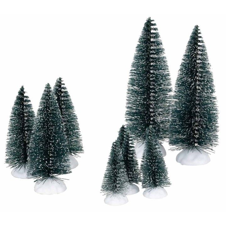 Set de 9 pinos efecto nieve de 4,5 a 22,5 cm