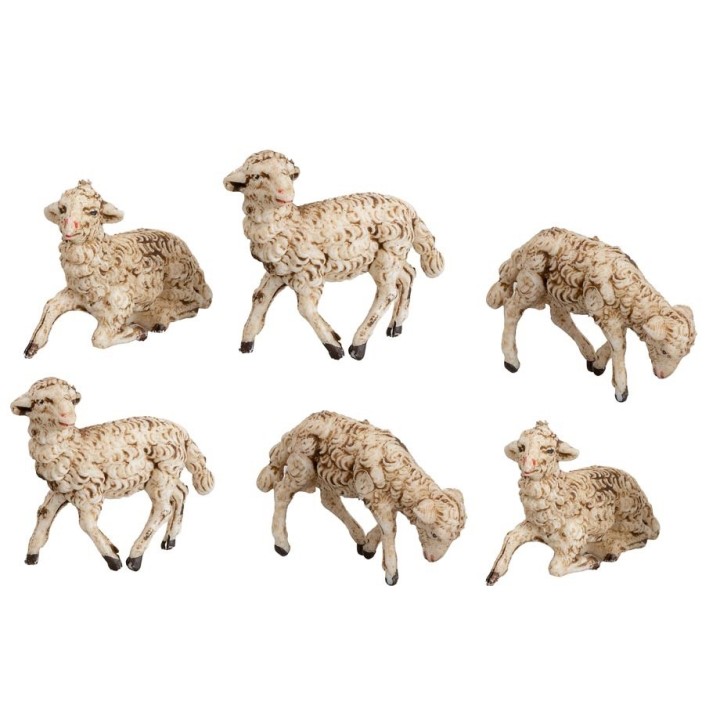 Set of 6 sheep for 10 cm figurines