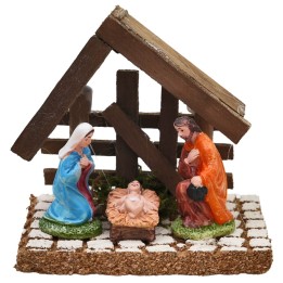 Natività con capanna legno scuro 10x8x9,5h