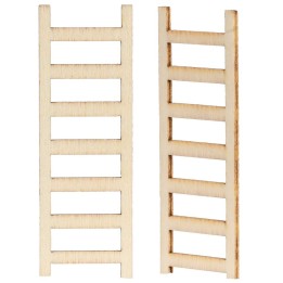 Conjunto de 2 pequeñas escaleras de madera de 6 cm de altura