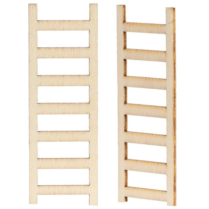 Conjunto de 2 pequeñas escaleras de madera de 6 cm de altura