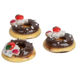 Set of 3 chocolate donuts ø 1.5 cm