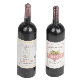 Set de 2 botellas de vino de 5 cm de altura