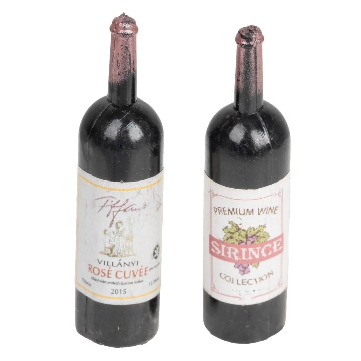 Set de 2 botellas de vino de 5 cm de altura