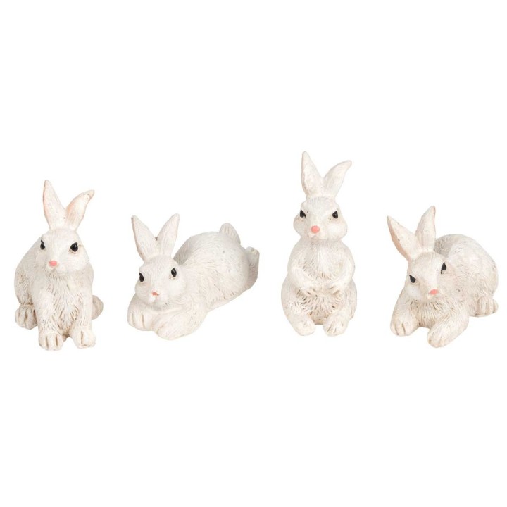 Set de 4 conejos de resina en varias poses