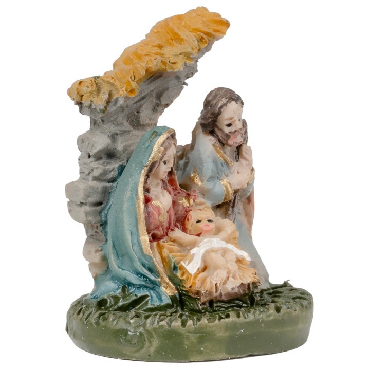 Nativity 3 subjects block with wall behind 2.5 cm in resin