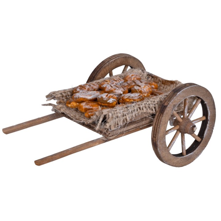 Wooden cart with bread cm 14x7x5.5 h