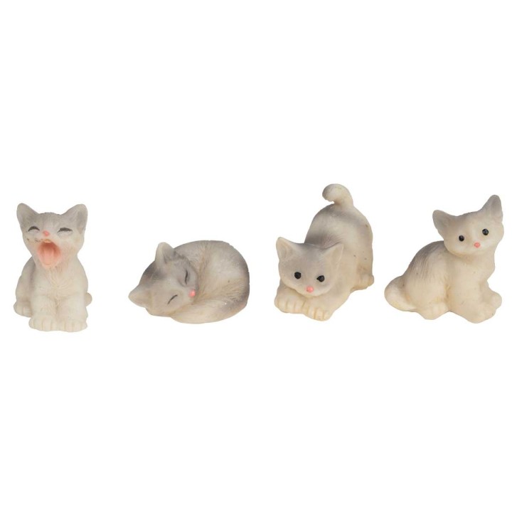 Conjunto de 4 gatos grises surtidos