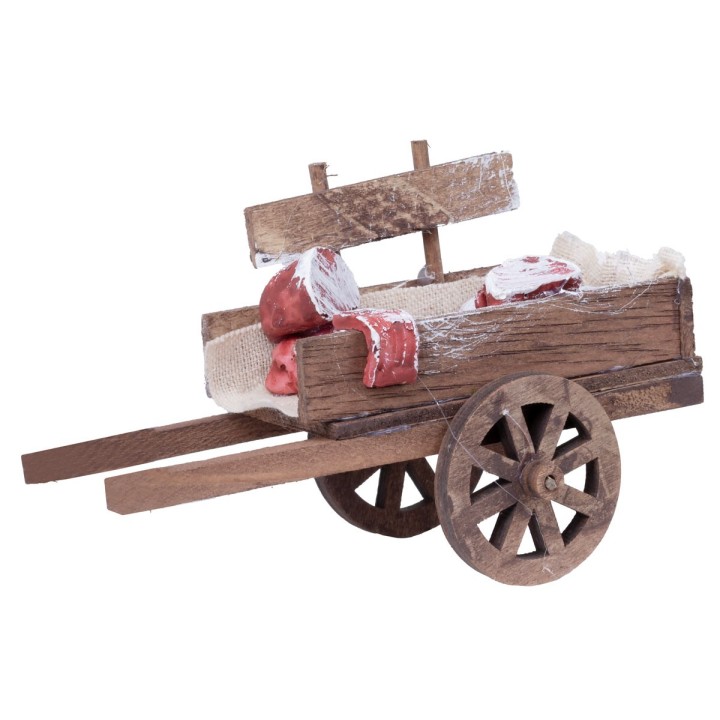 Carretto in legno con salumi e carne