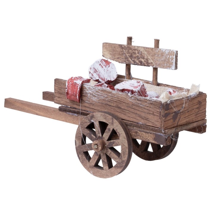 Carretto in legno con salumi e carne