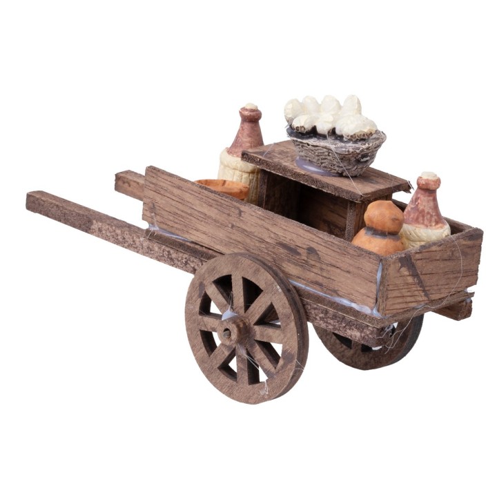 Wooden cart with bottles