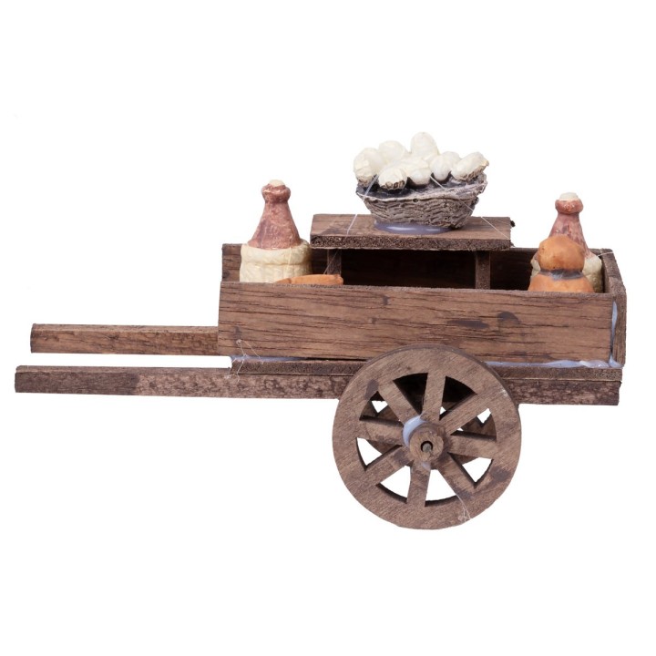 Wooden cart with bottles