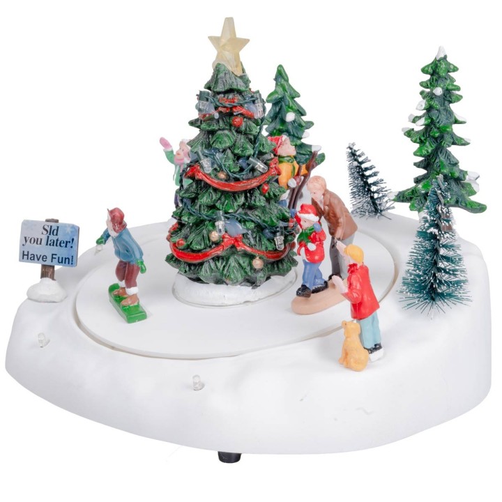 Pista de patinaje con árbol de Navidad completa con luz y música