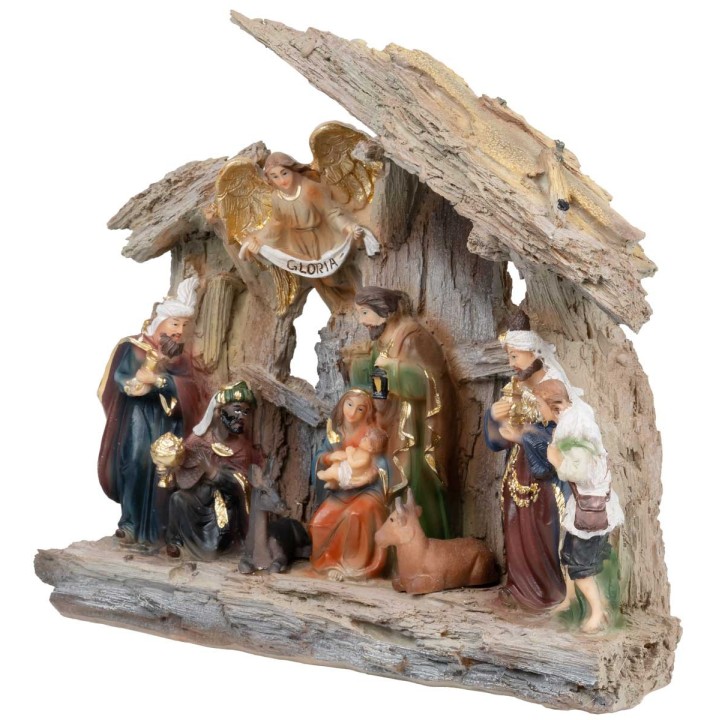 Nativity in block with characters and stable
