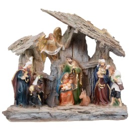 Nativity in block with characters and stable