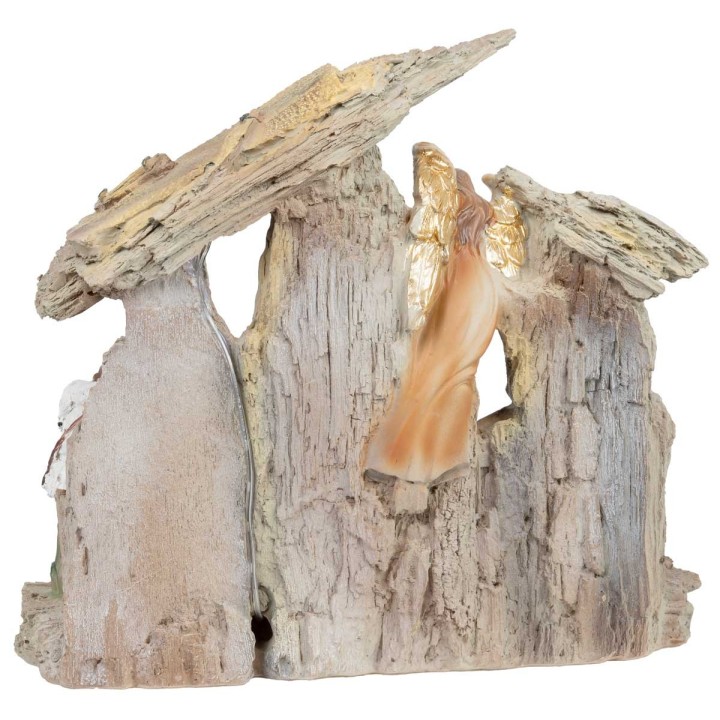 Natività in blocco con personaggi e capanna