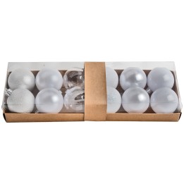 Set of 12 white balls ø 6 cm for Christmas tree