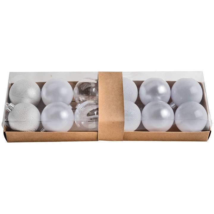 Set of 12 white balls ø 6 cm for Christmas tree