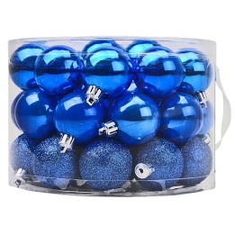 Round box with handle 42 assorted blue balls ø 5 cm