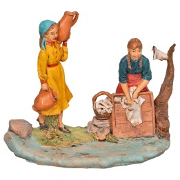 Woman with amphora and washerwoman with base 10 cm series in PVC