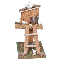 Gallinero de dos niveles con escalera y patos cm 10.5x7.5x13 h