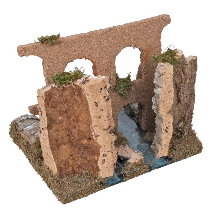 Double river section with Roman aqueduct cm 18x15x15 h