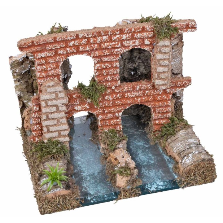 Double river section with Roman aqueduct cm 18x15x15 h