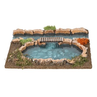Tratto di fiume effetto profondità con ponticello cm 25,5x18x1 h