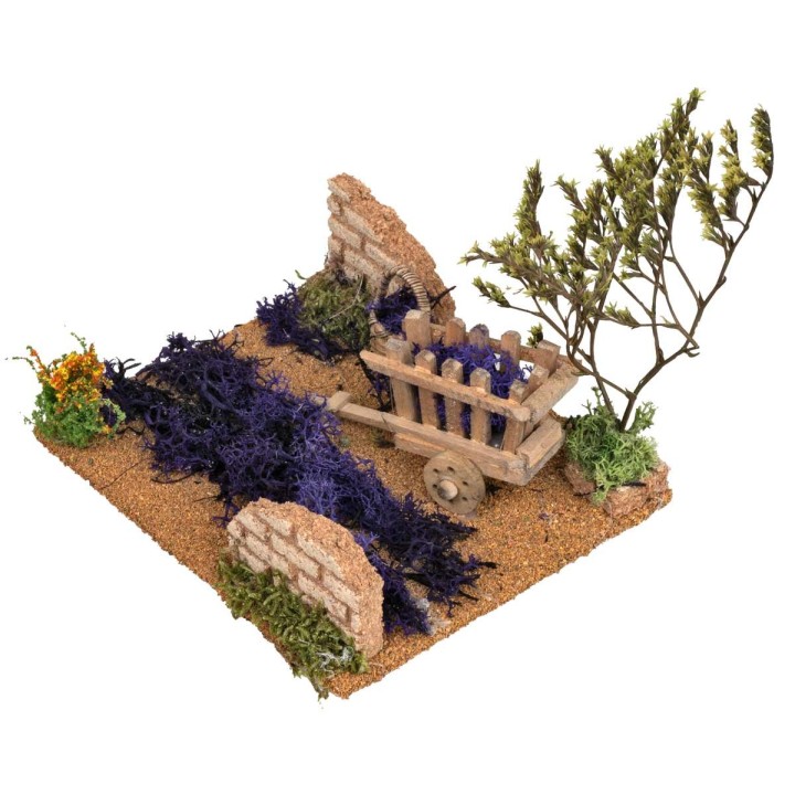 Campo de Lavanda con carrito cm 15x13x15 h