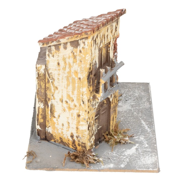 Rustic yellow plastered small house with balcony cm 14x10x11.5 h