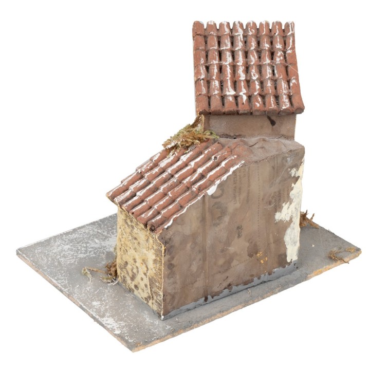 Casetta stuccata rustica gialla con balcone cm 14x10x11,5 h