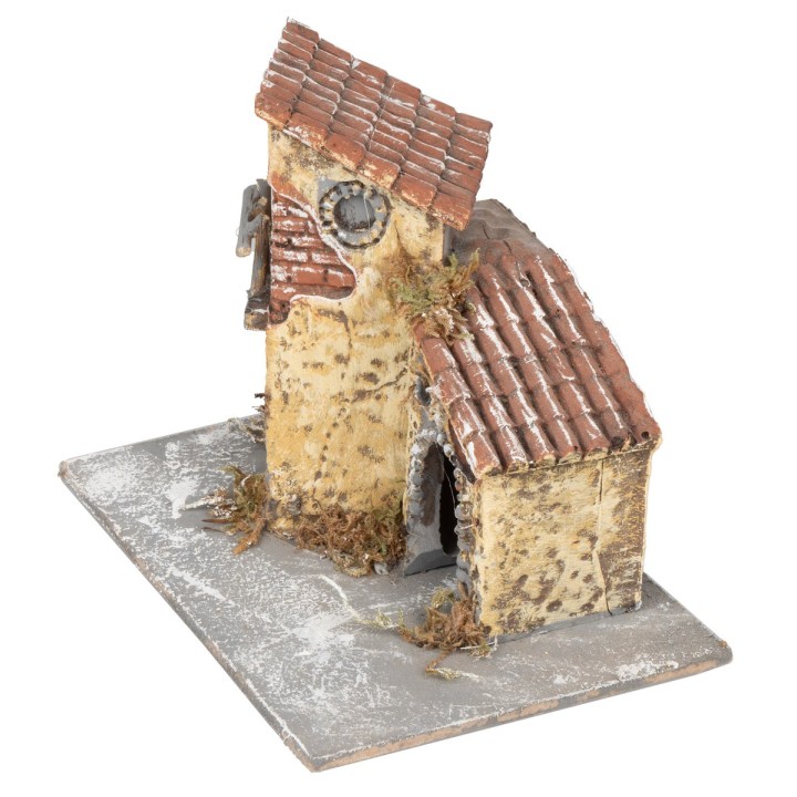 Rustic yellow plastered small house with balcony cm 14x10x11.5 h