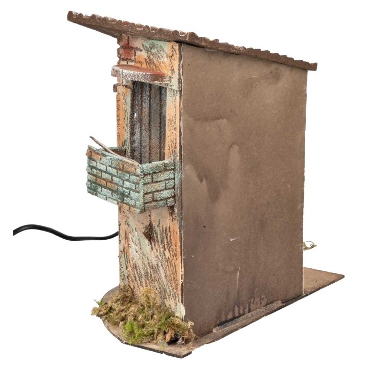 Casa rústica con cesta de frutas en movimiento cm 32x19x33 h