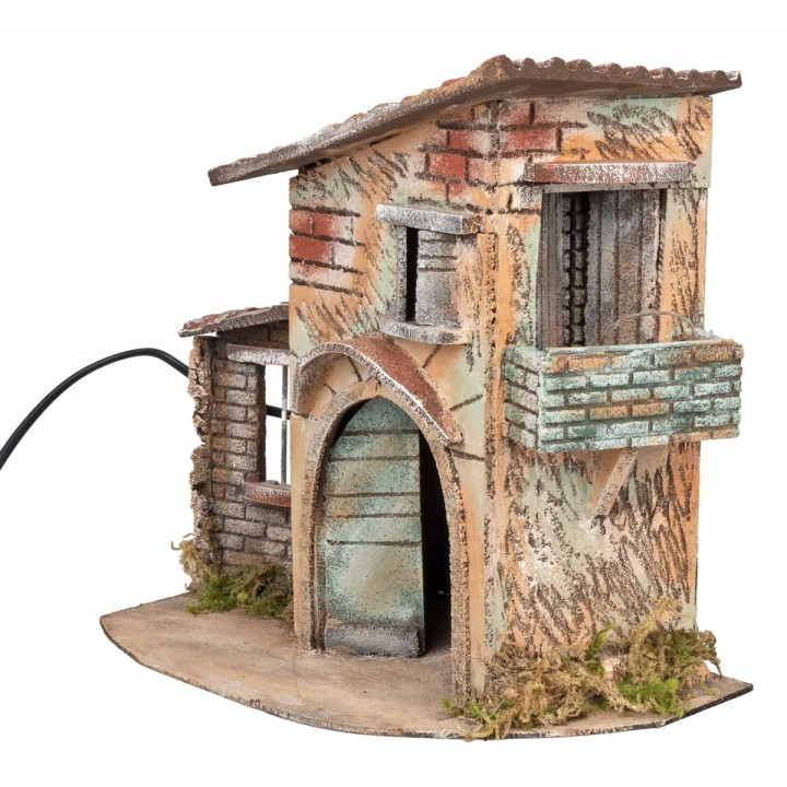 Casa rustica con paniere di frutta in movimento cm 32x19x33 h