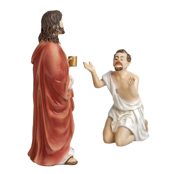 Curación del ciego 12 cm escena pascual en resina