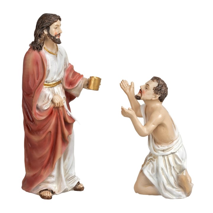 Curación del ciego 12 cm escena pascual en resina