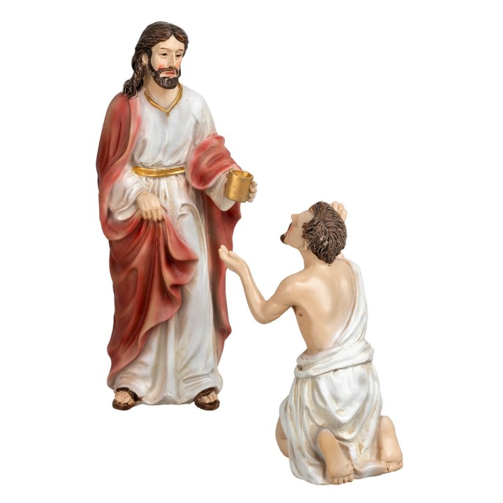 Curación del ciego 12 cm escena pascual en resina