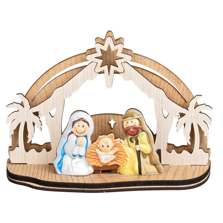 Nacimiento en bloque con cabaña de madera completa con