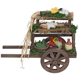 Carretto in legno verdure frutta cm 16x5,5x13 h